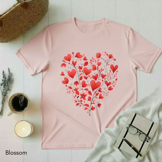 Red Floral Heart T-shirt