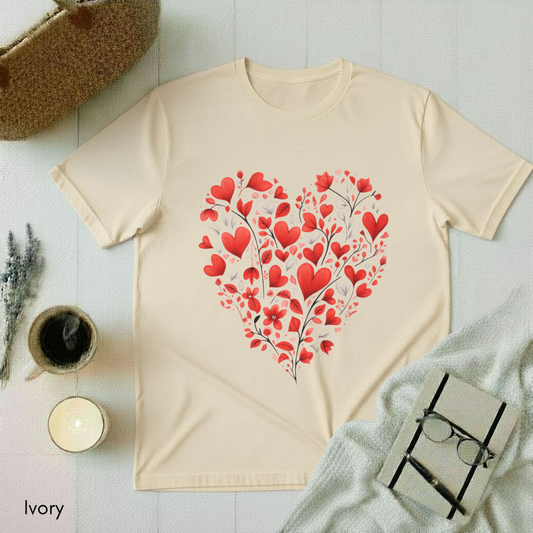 Red Floral Heart T-shirt