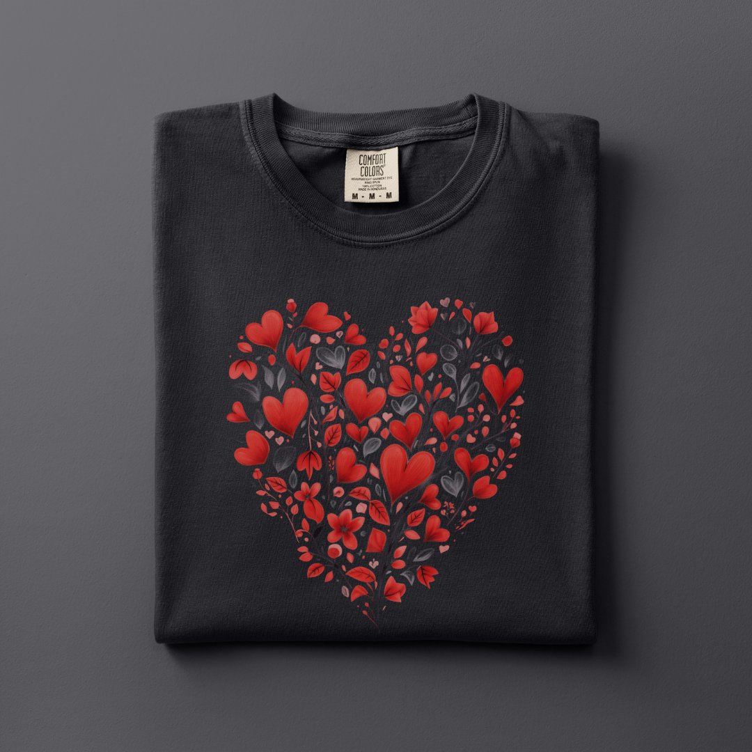 Red Floral Heart Tee