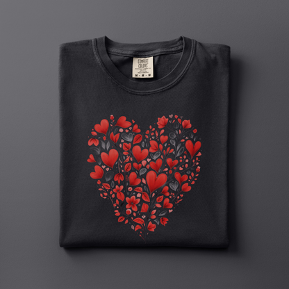 Red Floral Heart Tee