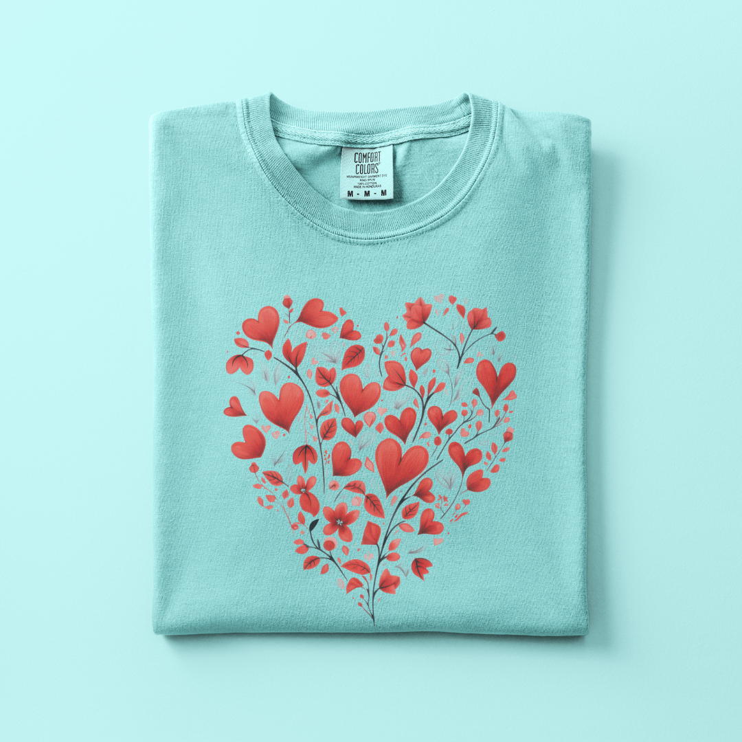 Red Floral Heart Tee