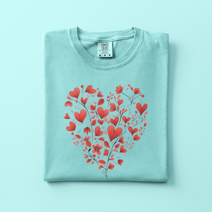 Red Floral Heart Tee