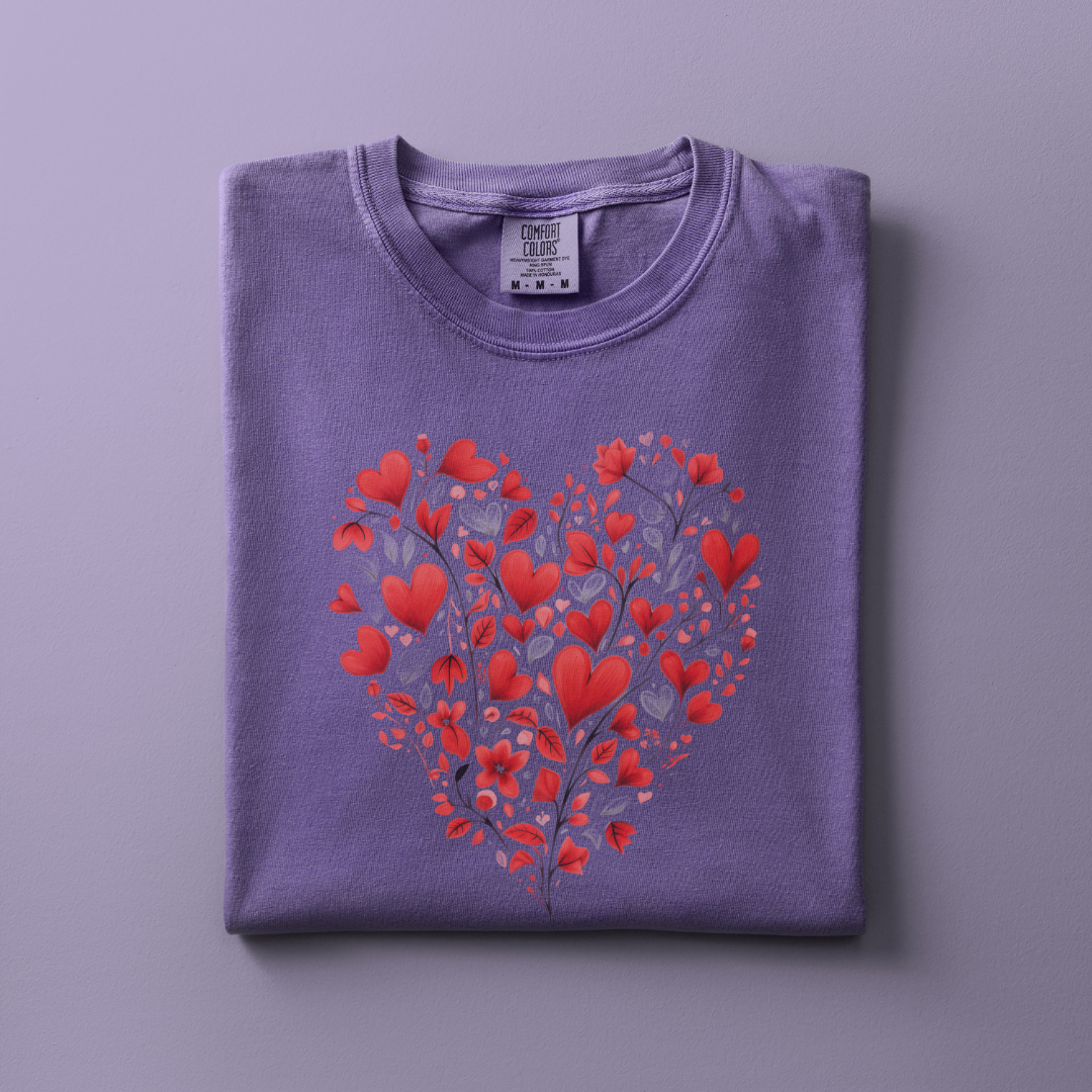 Red Floral Heart Tee