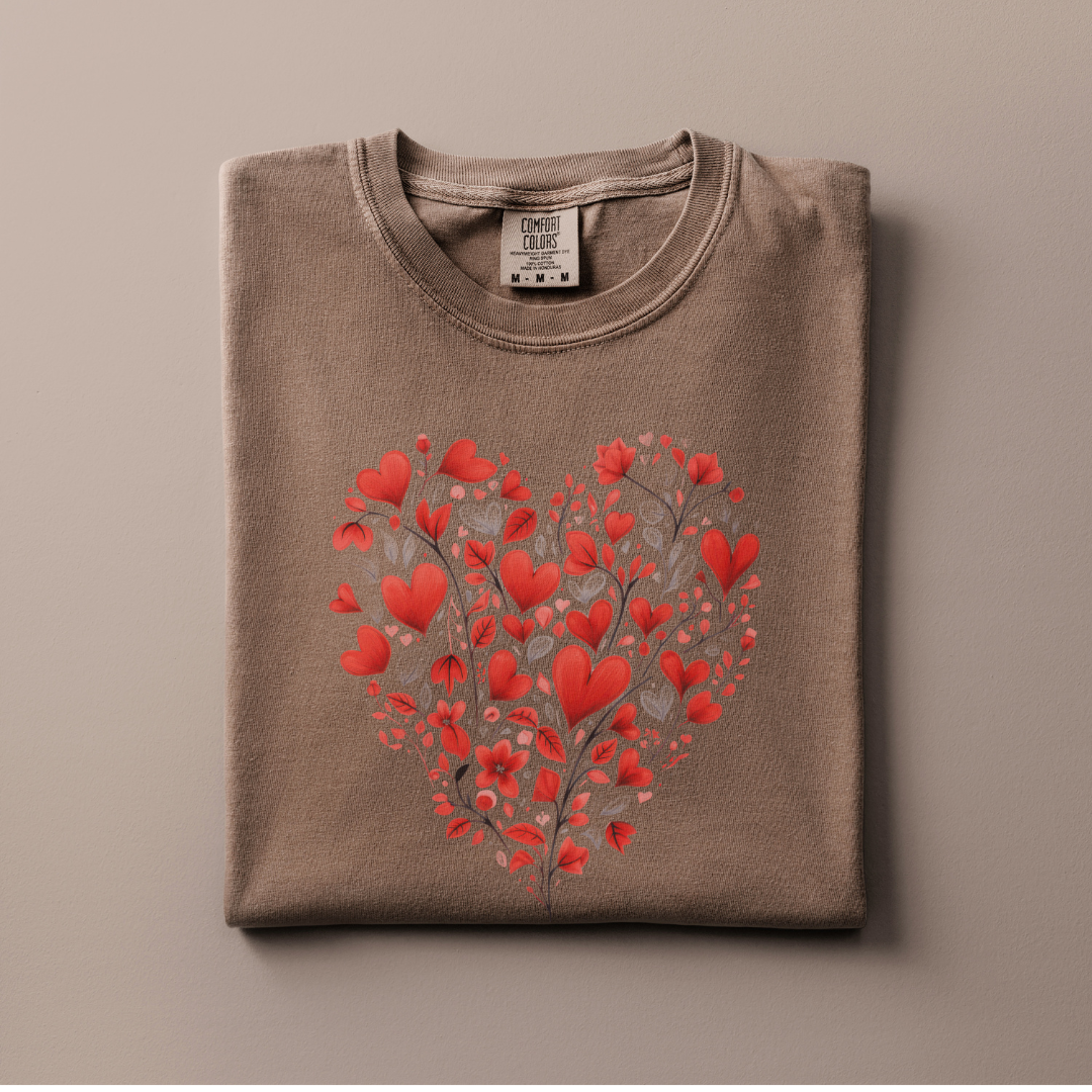 Red Floral Heart Tee