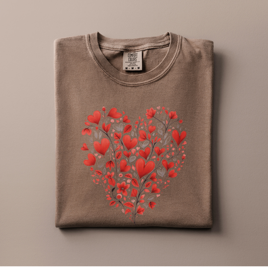 Red Floral Heart Tee
