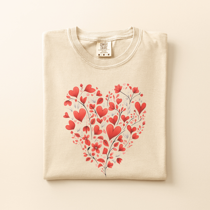 Red Floral Heart Tee