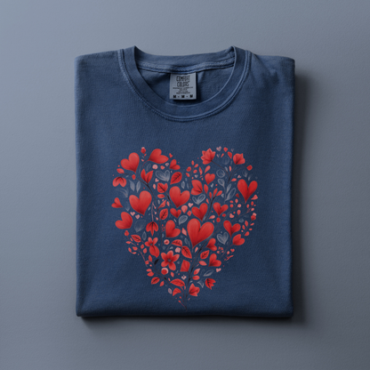 Red Floral Heart Tee