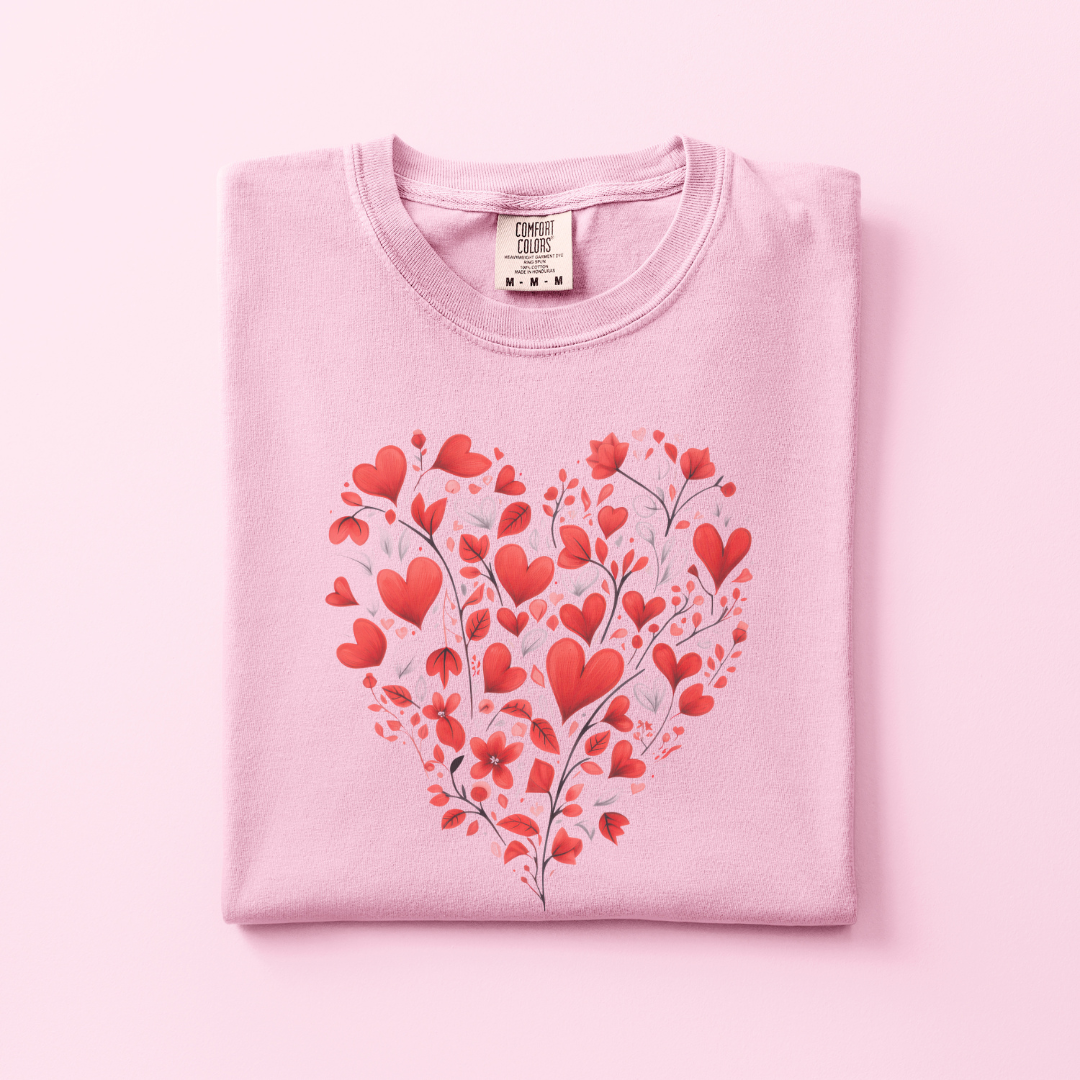 Red Floral Heart Tee