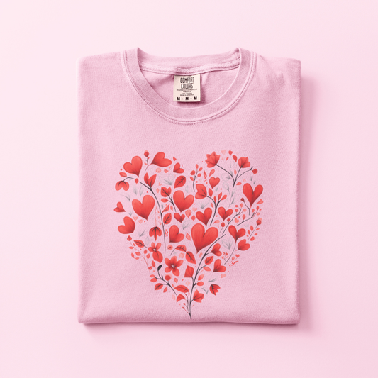 Red Floral Heart Tee