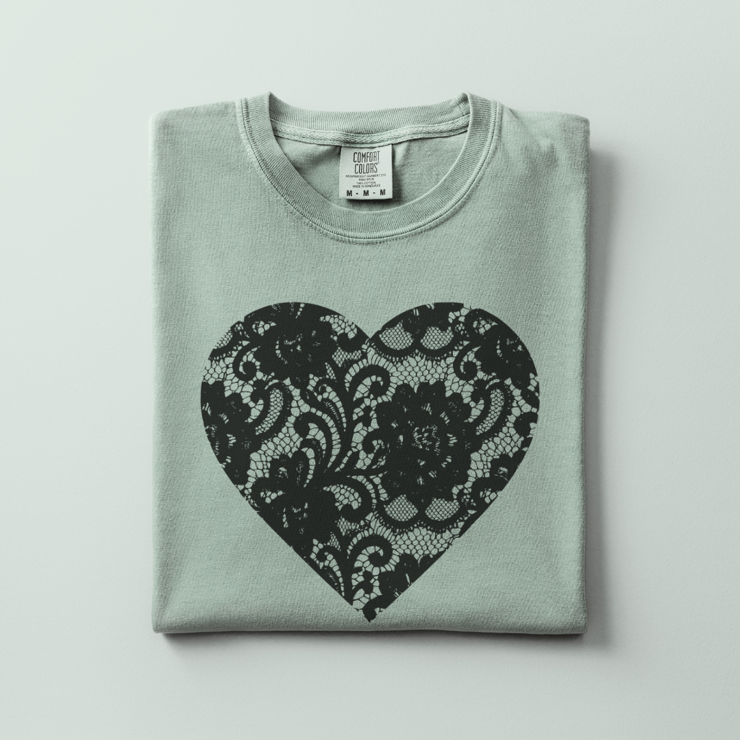 Black Heart Tee (Faux Lace)