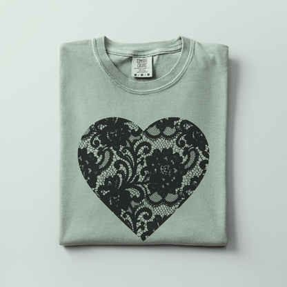 Black Heart Tee (Faux Lace)