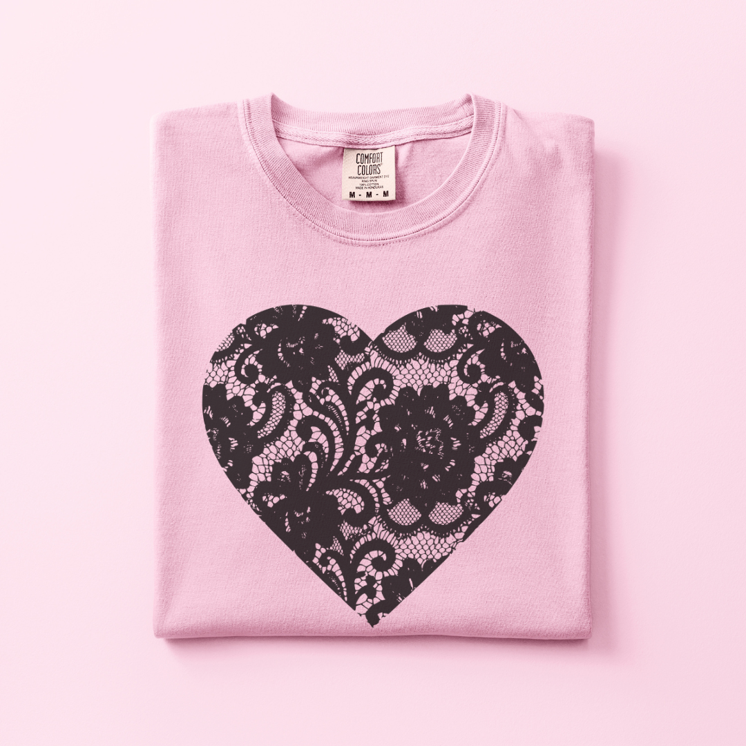 Black Heart Tee (Faux Lace)