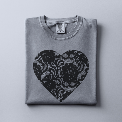 Black Heart Tee (Faux Lace)
