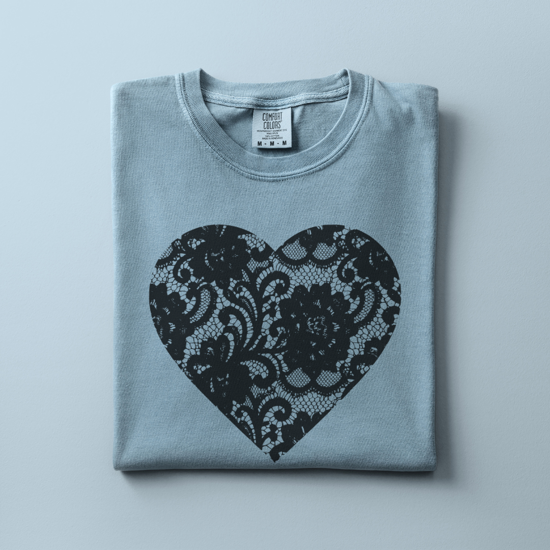 Black Heart Tee (Faux Lace)