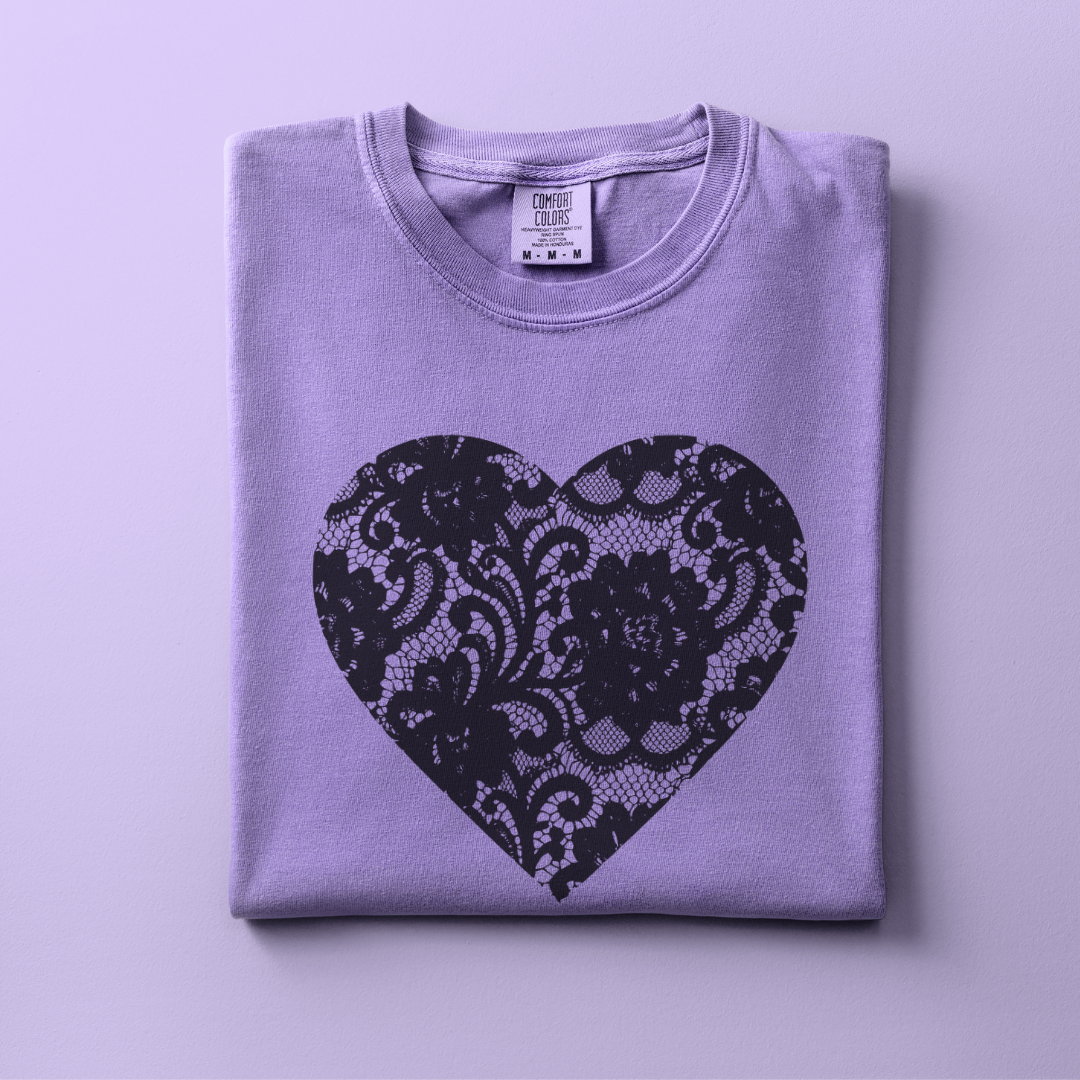 Black Heart Tee (Faux Lace)