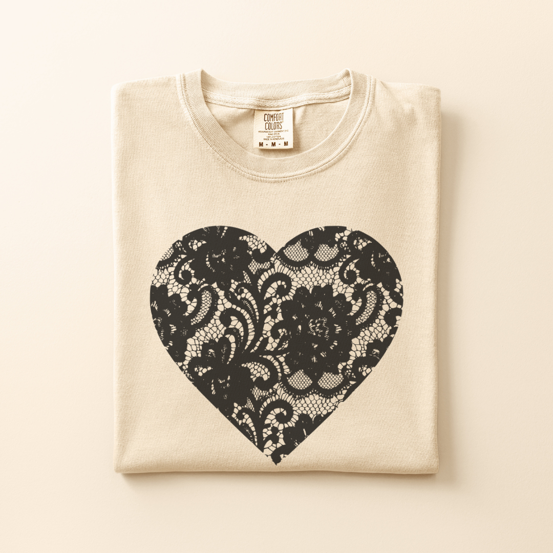 Black Heart Tee (Faux Lace)