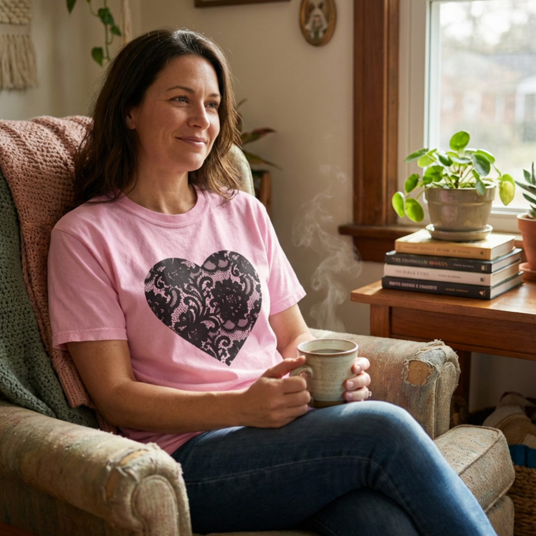 Black Heart Tee (Faux Lace)