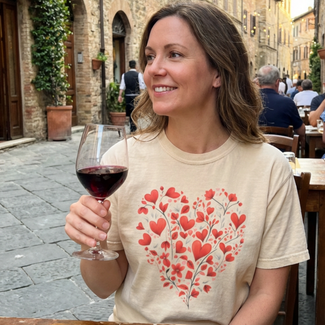 Red Floral Heart Tee
