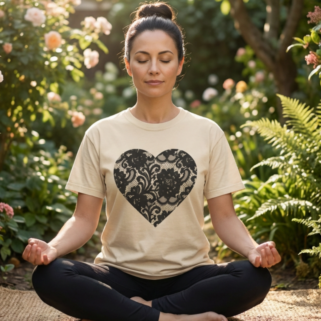 Black Heart Tee (Faux Lace)