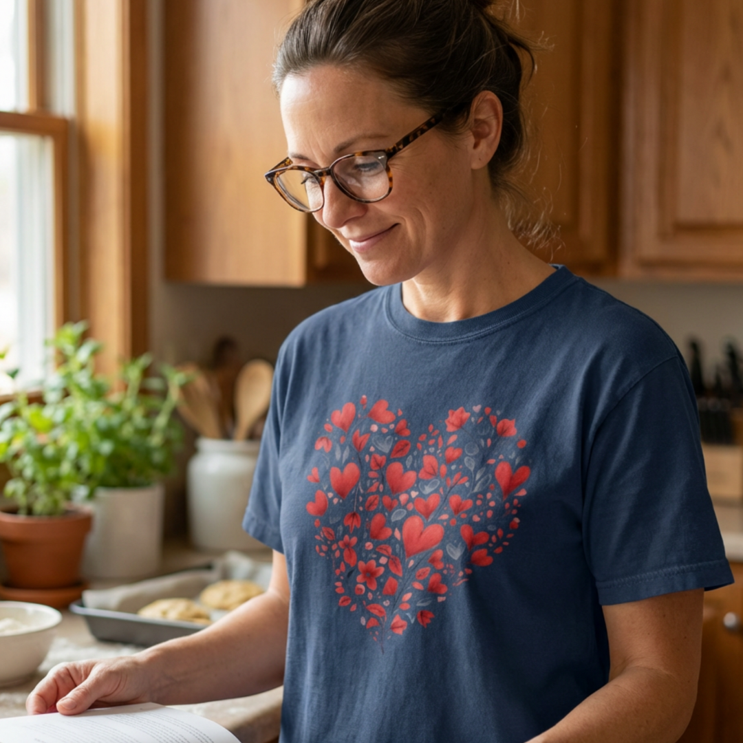 Red Floral Heart Tee