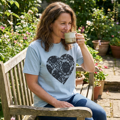 Black Heart Tee (Faux Lace)